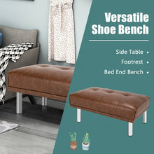 Load image into Gallery viewer, Ottoman Footrest Stool PU Leather Seat with Metal Legs-Brown