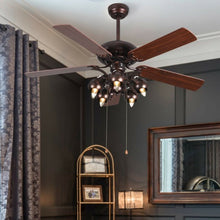 Load image into Gallery viewer, 52" Vintage Rustic Ceiling Fan Light w/ 5 Reversible Blades