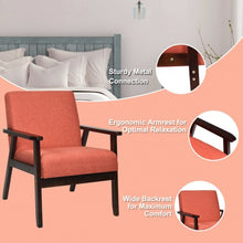 Load image into Gallery viewer, Solid Rubber Wood Fabric Accent Armchair-Orange