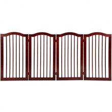 Load image into Gallery viewer, 4 Panels Folding Freestanding Wood Pet Dog Safety Gate-36"