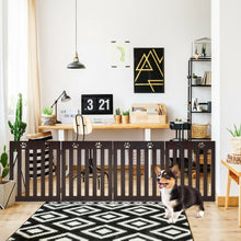 Load image into Gallery viewer, 24" Folding Wooden Freestanding Pet Gate Dog Gate with 360° Hinge -Espresso