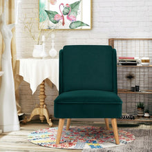 Load image into Gallery viewer, Velvet Accent Chair with Rubber Wood Legs for Living Room-Green