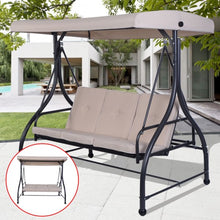 Load image into Gallery viewer, 3 Seats Converting Outdoor Swing Canopy Hammock w/ Adjustable Tilt Canopy-Beige