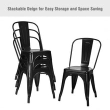 Load image into Gallery viewer, Set of 4 Dining Side Stackable Cafe Metal Chairs-Black