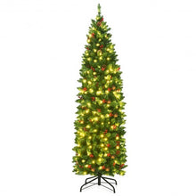 Load image into Gallery viewer, 6.5 Feet Pre-lit Hinged Pencil Christmas Tree