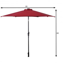 Load image into Gallery viewer, 9FT Patio Solar Umbrella LED Patio Market Steel Tilt W/ Crank Outdoor New-Burgundy