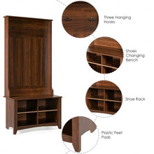 Load image into Gallery viewer, Coat Hat Rack with Shelf and 3 Hooks Organizer-Brown