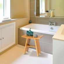 Load image into Gallery viewer, 18" Bamboo Shower Stool Bench with Shelf