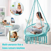 Load image into Gallery viewer, Macrame Cushioned Hanging Swing Hammock Chair-Turquoise
