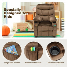 Load image into Gallery viewer, Adjustable Lounge Chair with Footrest and Side Pockets for Children-Brown