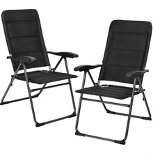 Load image into Gallery viewer, 2 Pcs Patio Back Adjustable Reclining Folding Chairs-Black