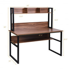 Load image into Gallery viewer, Storage Writing Desk Computer Desk with Hutch & Bookshelf-Walnut
