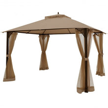 Load image into Gallery viewer, 12" x 10" Outdoor Double Top Patio Gazebo-Brown