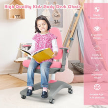 Load image into Gallery viewer, Kids Adjustable Height Depth Study Desk Chair with Sit-Brake Casters-Pink