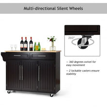 Load image into Gallery viewer, Kitchen Island Trolley Wood Top Rolling Storage Cabinet Cart with Knife Block-Brown