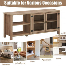 Load image into Gallery viewer, Wooden TV Stand with 2 Metal Mesh Doors -Natural