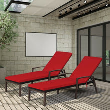 Load image into Gallery viewer, 2 pcs Patio Rattan Adjustable Back Lounge Chair-Red