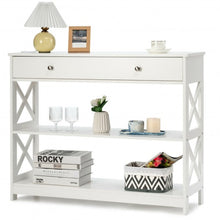 Load image into Gallery viewer, Console Accent Table with Drawer and Shelves -White