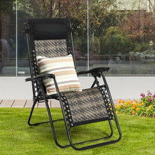 Load image into Gallery viewer, Folding Patio Rattan Zero Gravity Lounge Chair Recliner-Gray
