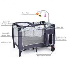 Load image into Gallery viewer, Foldable Travel Baby Crib Playpen Infant Bassinet Bed w/ Carry Bag-Gray