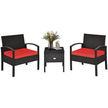 Load image into Gallery viewer, 3 Piece PE Rattan Wicker Sofa Set w/ Washable & Removable Cushion for Patio-Red