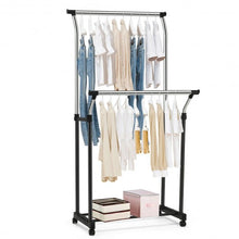 Load image into Gallery viewer, Double Rail Adjustable Clothing Garment Rack with Wheels