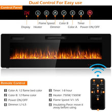 Load image into Gallery viewer, 60" Recessed Ultra Thin Mounted Wall Electric Fireplace