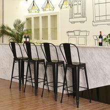 Load image into Gallery viewer, 30" Height Set of 4 High Back Metal Industrial Bar Stools-Black