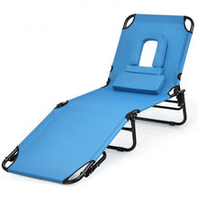 Load image into Gallery viewer, Outdoor Folding Chaise Beach Pool Patio Lounge Chair Bed with Adjustable Back and Hole
