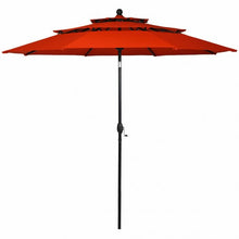 Load image into Gallery viewer, 10ft 3 Tier Patio Umbrella Aluminum Sunshade Shelter Double Vented-Red