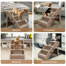 Load image into Gallery viewer, Collapsible Plastic Pet Stairs 4 Step Ladder for Small Dog and Cats-Coffee