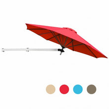 Load image into Gallery viewer, 8ft Wall-Mounted Telescopic Folding Tilt Aluminum Sun Shade Umbrella-Burgundy