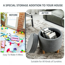 Load image into Gallery viewer, Round Storage Ottoman with Tray Top Accent Padded Footrest-Gray