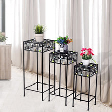 Load image into Gallery viewer, 3 pcs Square Ceramic Beads Decor Metal Plant Stand