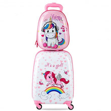 Load image into Gallery viewer, 2 Pcs Kids Luggage Set 12" Backpack and 16" Kid Carry on Suitcase with Wheels
