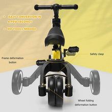 Load image into Gallery viewer, 3 in 1 3 Wheel Kids Tricycles w/ Adjustable Seat & Handlebarfor Ages 1-3-Yellow