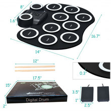 Load image into Gallery viewer, 9 Pads MIDI Electronic Roll Up Drum Set