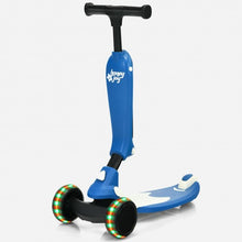 Load image into Gallery viewer, 2 in 1 Kids Kick Scooter with Flash Wheels for Girls Boys from 1.5 to 6 Years Old-Blue