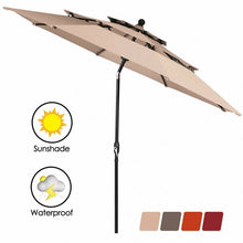 Load image into Gallery viewer, 10ft 3 Tier Patio Umbrella Aluminum Sunshade Shelter Double Vented-Beige