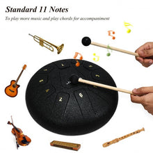 Load image into Gallery viewer, 10" High Carbon 11 Notes Steel Tongue Drum with Drum Hammer