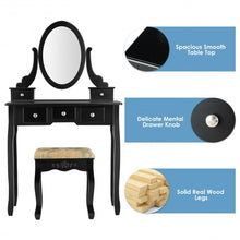 Load image into Gallery viewer, Vanity Make Up Table Set Dressing Table Set with 5 Drawers-Black