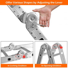 Load image into Gallery viewer, 15.5' 16-Step Multi Purpose Aluminum Folding Scaffold Ladder