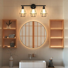 Load image into Gallery viewer, 3-Light Industrial Bathroom Vanity Cage Light Vintage Wall Lamp