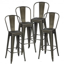 Load image into Gallery viewer, 30" Height Set of 4 High Back Metal Industrial Bar Stools-Gun