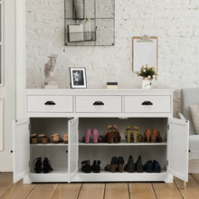 Load image into Gallery viewer, 3 Drawers Sideboard Buffet Storage with Adjustable Shelves-White