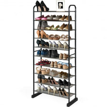 Load image into Gallery viewer, 10-Tier Metal Frame Shoe Rack Space-saving Shoe Organizer