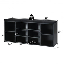 Load image into Gallery viewer, 10-Cube Organizer Entryway Padded Shoe Storage Bench-Black