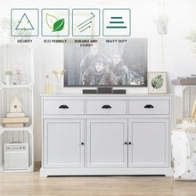 Load image into Gallery viewer, 3 Drawers Sideboard Buffet Storage with Adjustable Shelves-White