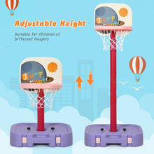 Load image into Gallery viewer, 2 in 1 Kids Basketball Hoop Stand with Ring Toss and Storage Box-Purple
