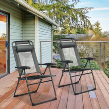 Load image into Gallery viewer, 2 PCS Patio Adjustable Folding Recliner Chairs-Gray